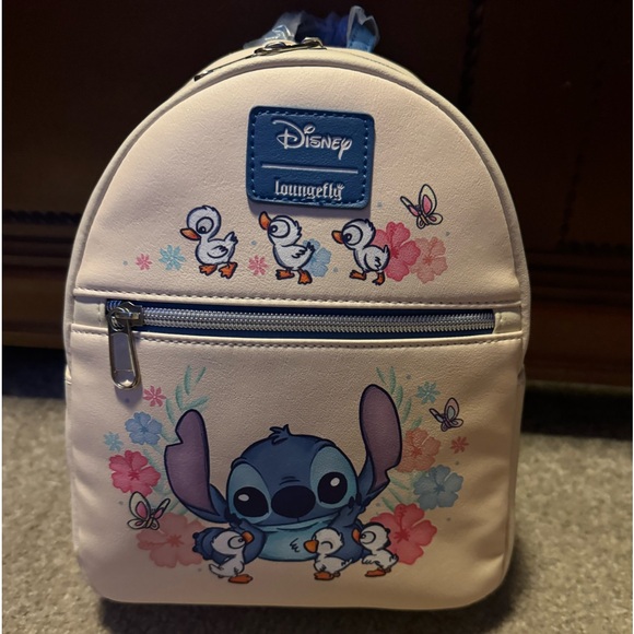 New Loungefly Disney Stitch With Ducks Ducklings Mini Backpack NWT - Adorable - Picture 1 of 4